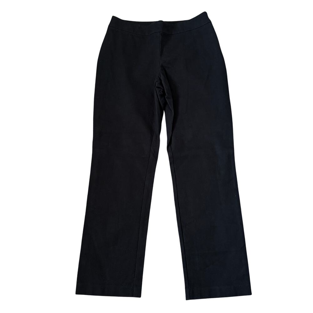 Chicos Size 1 Pants Womens 8 Slim Leg Black Side Zipper Minimalist Stretch